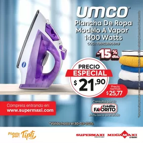 Catálogo Supermaxi en Manta | Plancha De Ropa Modelo a Vapor | 2025-03-25T00:00:00.000Z - 2025-03-30T00:00:00.000Z