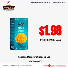 Catálogo Supermaxi | Toscana Macaroni Cheese | 2025-03-27T00:00:00.000Z - 2025-04-23T00:00:00.000Z