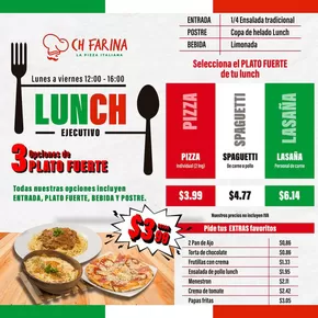 Catálogo Ch Farina | Tu lunch ejecutivo te espera en Ch Farina: rápido , delicioso y al mejor precio | 2025-05-16T00:00:00.000Z - 2025-05-18T00:00:00.000Z