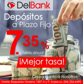 Catálogo Banco Delbank en Pasaje Canton | Reciba hasta 7.35% | 2025-06-25T00:00:00.000Z - 2025-06-30T00:00:00.000Z